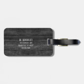 Monogram getextureerde zwarte houtkorrel bagagelabel (Achterkant horizontaal)