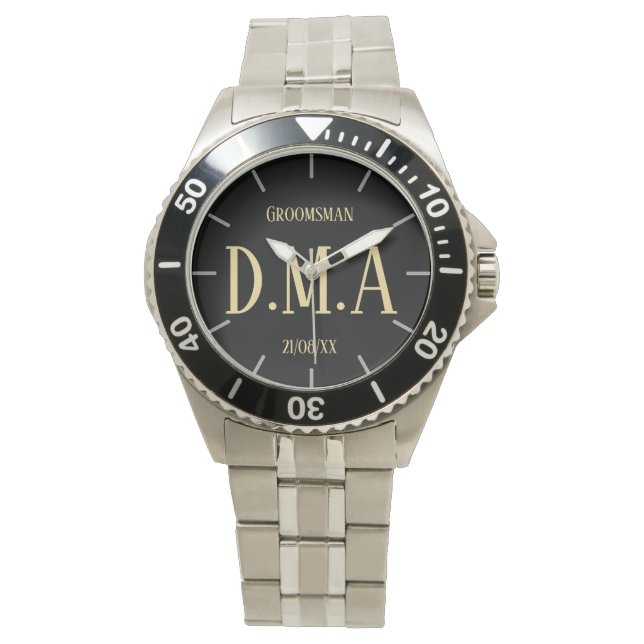 Monogram getuige bruidegom vader bruidegom bruid horloge (Voorkant)
