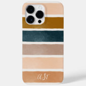  monogram geverfde aardse strepen initialen Case-Mate iPhone case (Achterkant)
