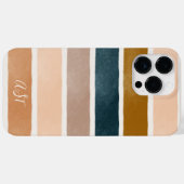  monogram geverfde aardse strepen initialen Case-Mate iPhone case (Achterkant (horizontaal))