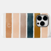 monogram geverfde aardse strepen initialen Case-Mate iPhone case (Achterkant (horizontaal))