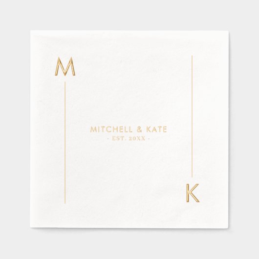 Monogram gevoerd Rand Eenvoudig goud Folie Servetten (Voorkant)