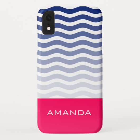 Monogram geweldige Cool Blue waves en roze vibes Case-Mate iPhone Case (Achterkant)