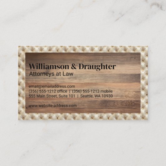 Monogram | Geweven Textiel | Hout Visitekaartje (Achterkant)