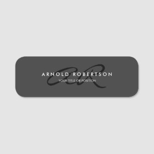 Monogram gewijzigd Effen Grijs Zwart Naam toevoege Naamplaatje