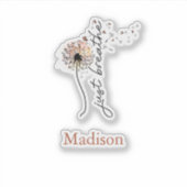 Monogram Gewoon ademen Paardebloem Yoga Zelfzorg Sticker (Voorkant)