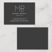 Monogram gewoon grijs trendy stijlvol visitekaartj visitekaartje (Voorkant / Achterkant)