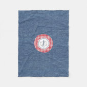 Monogram, Gezellig Blauw Denim & Rood Check Print Fleece Deken (Voorkant)