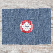 Monogram, Gezellig Blauw Denim & Rood Check Print Fleece Deken