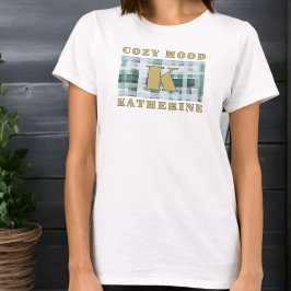 Monogram gezellige stemming groen wit plaid tartan t-shirt