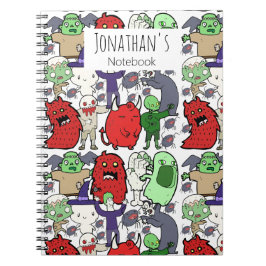 Monogram Ghost cartoon colorful fun pattern Kids Notitieboek