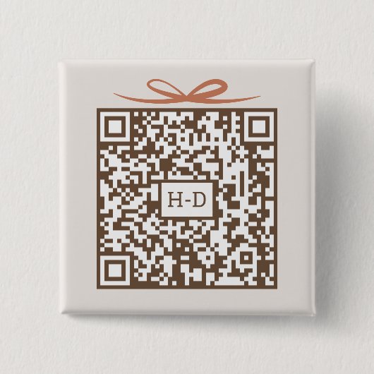 Monogram Gift & Bow QR-code | Registry Cash Fonds Vierkante Button 5,1 Cm (Voorkant)