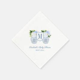 Monogram Ginger Jar Floral Boy Baby shower Party Servet