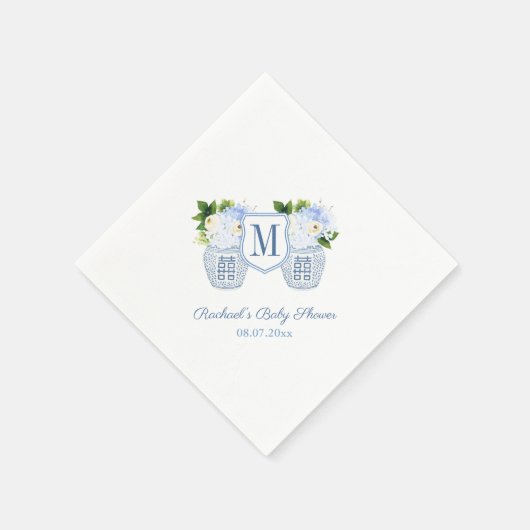 Monogram Ginger Jar Floral Boy Baby shower Party Servet (Hoek)