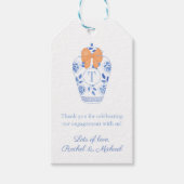 Monogram Ginger Jar Sinaasappel strik bruiloft dou Cadeaulabel (Voorkant)