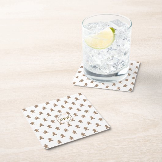 Monogram, Gingerbrood Man Pattern Kartonnen Onderzetters (Insitu)