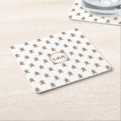 Monogram, Gingerbrood Man Pattern Kartonnen Onderzetters (Schuin)