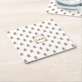 Monogram, Gingerbrood Man Pattern Kartonnen Onderzetters