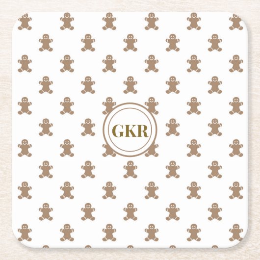 Monogram, Gingerbrood Man Pattern Kartonnen Onderzetters (Voorkant)