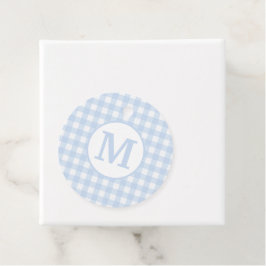 Monogram Gingham Pattern in Soft Baby Blue Bedankjes Labels