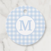 Monogram Gingham Pattern in Soft Baby Blue Bedankjes Labels (Voorkant)