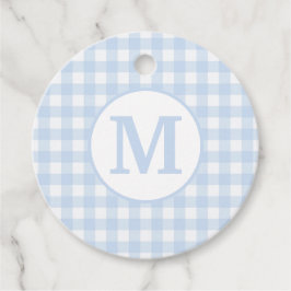 Monogram Gingham Pattern in Soft Baby Blue Bedankjes Labels