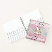 Monogram GIRAFFE Boho Bloemen Mooie Meisjesachtige Notitieboek (Binnen)