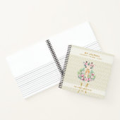 Monogram GIRAFFE Boho Bloemen Pretty Meisjesachtig Notitieboek (Binnen)