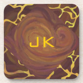 Monogram Giraffe Bruin, Geel afdrukken Bier Onderzetter (Voorkant)