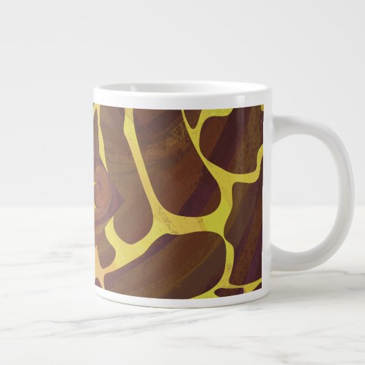 Monogram Giraffe Bruin, Geel afdrukken Grote Koffiekop (Rechts)