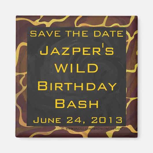 Monogram Giraffe Bruin, Geel afdrukken Magneet (Voorkant)