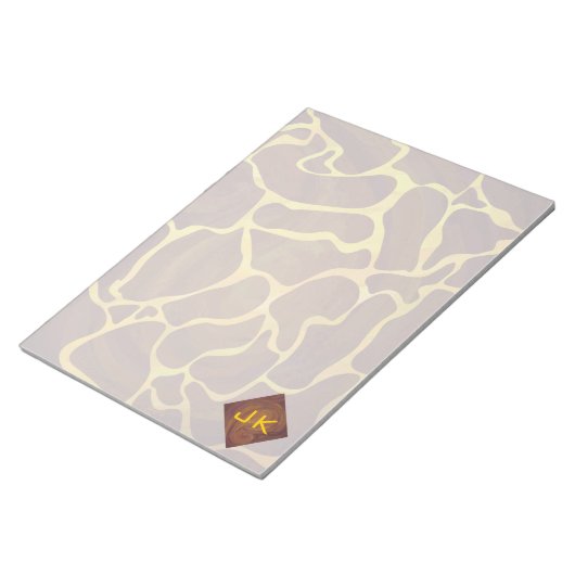 Monogram Giraffe Bruin, Geel afdrukken Notitieblok (Schuin)
