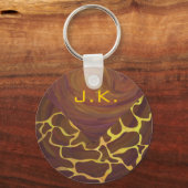 Monogram Giraffe Bruin, Geel afdrukken Sleutelhanger (Voorkant)