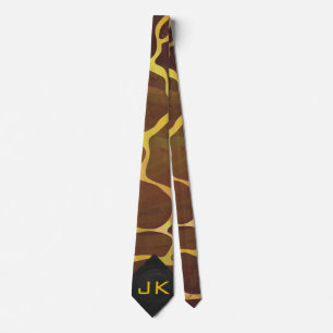 Monogram Giraffe Bruin, Geel afdrukken Stropdas