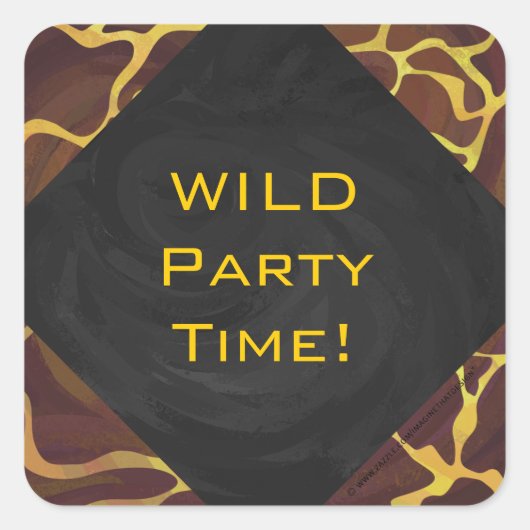 Monogram Giraffe Bruin, Geel afdrukken Vierkante Sticker (Voorkant)