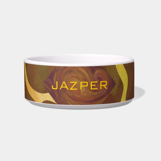 Monogram Giraffe Bruin, Geel afdrukken Voerbakje (Voorkant)