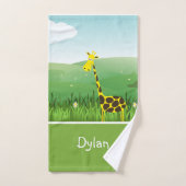 Monogram Giraffe Dierentuin Dier Baby Jongens Hand Bad Handdoek (Handdoek)