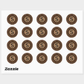 Monogram Giraffe-patroon Ronde Sticker (Vel)