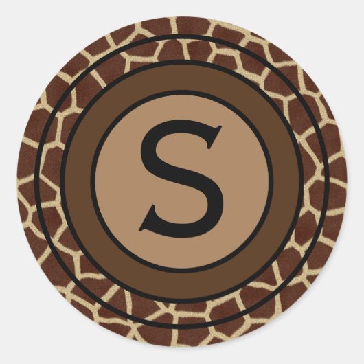 Monogram Giraffe-patroon Ronde Sticker (Voorkant)