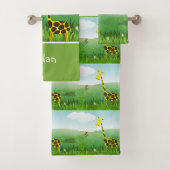 Monogram Giraffe Zoo Animal Baby Boy Towel Set Bad Handdoek (Insitu)