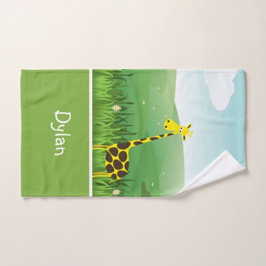Monogram Giraffe Zoo Animal Baby Boy Towel Set Bad Handdoek (Handdoek)