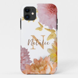 Monogram girale foto van de bloemen Elegant Pink B Case-Mate iPhone Case