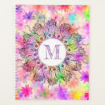 Monogram girale kleurrijke mandala zonnebloempatro planner<br><div class="desc">Monogram girale kleurrijke mandala zonnebloempatroonplanner</div>