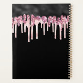 Monogram Girly Black & Roze druppelaar Glitter Gla Planner (Achterkant)