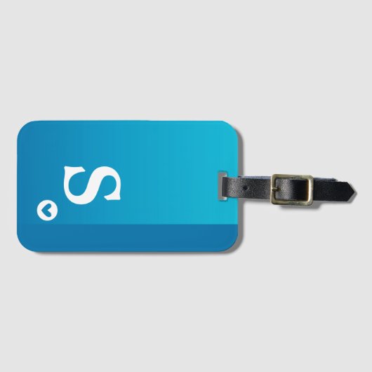 Monogram Girly Blue Heart Simple Modern Chic Bagagelabel (Voorkant (horizontaal))