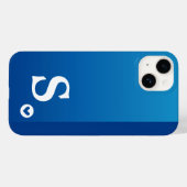 Monogram Girly Blue Heart Simple Modern Chic Case-Mate iPhone Case (Achterkant (horizontaal))