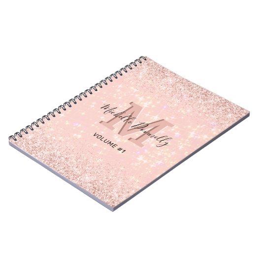 Monogram Girly Chic Pink Notitieboek (Linkerzijde)
