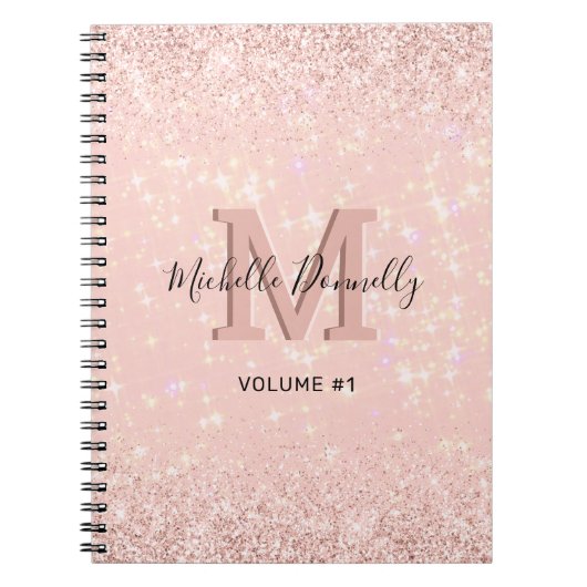 Monogram Girly Chic Pink Notitieboek (Voorkant)