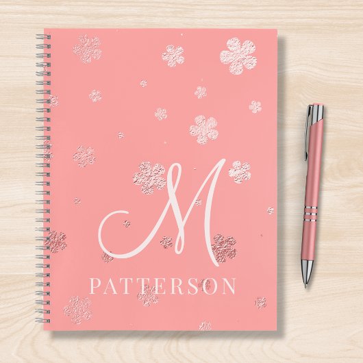 Monogram Girly Faux Folie Floral Chic Modern Naam Notitieboek