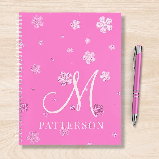 Monogram Girly Faux Folie Floral Chic Modern Naam Notitieboek